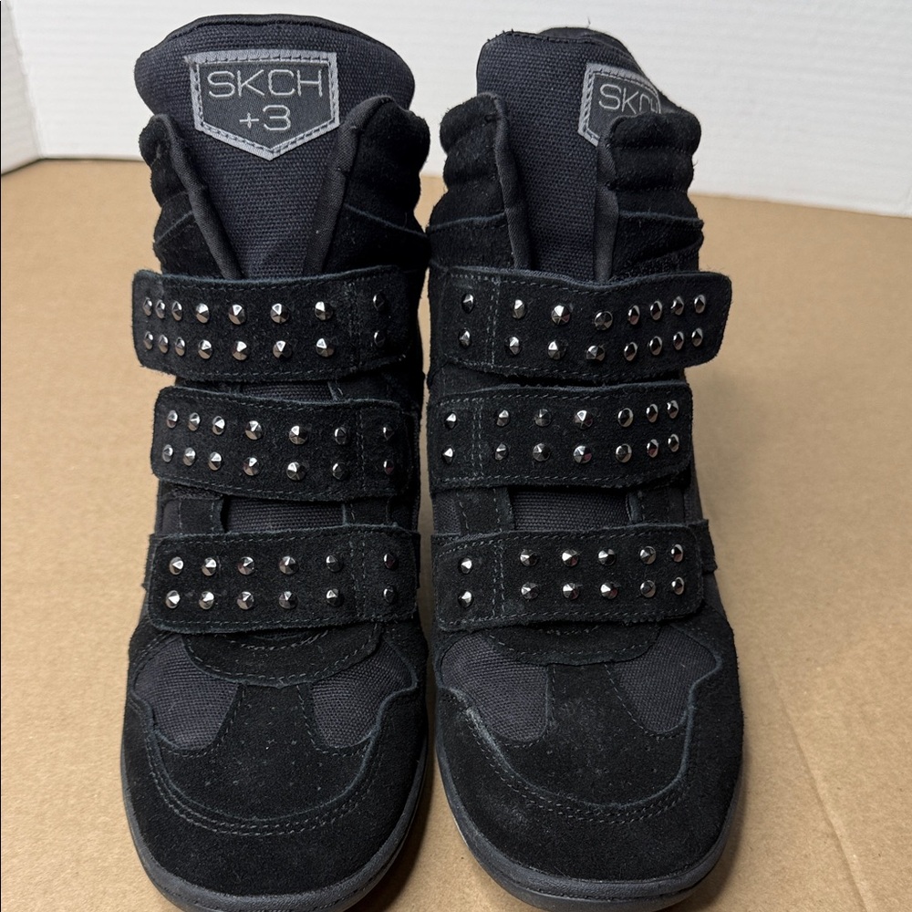 Skechers Black High-Top Sneakers with Studded Straps